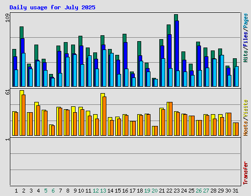 Daily usage for July 2025