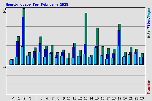 Hourly usage for February 2025