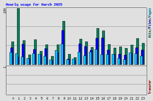 Hourly usage for March 2025